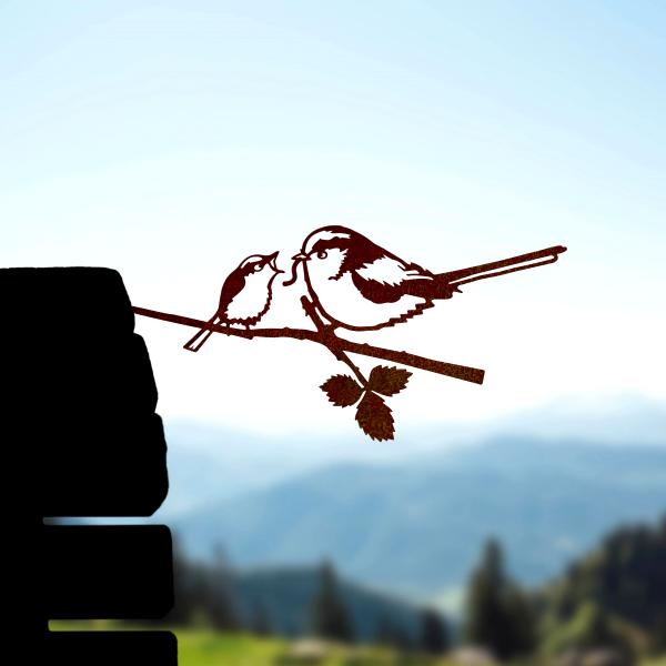 Mésange Longue queue et oisillon - METALBIRD